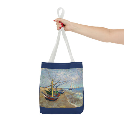 Fishing Boats on the Beach at Saintes-Maries by Vincent Van Gogh Tote Bag (AOP)