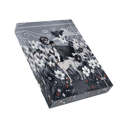 🖤🐕 The Lady Of The Midnight Hound Acrylic Art Block – Art Deco Fashion Whimsy