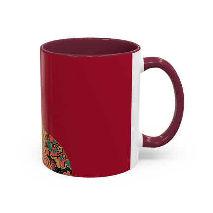 Butterfly Empress of the Crimson Pavilion Colorful Mug (11oz, 15oz) – Art Deco Beauty, Butterfly Elegance & Ornamental Style