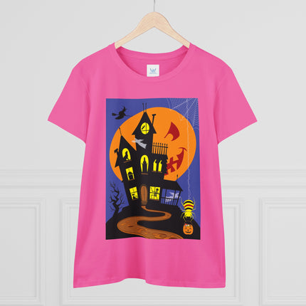 Halloween Night at the Haunted House Women's Midweight Cotton Tee