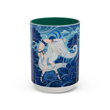 💙🌸 The Sapphire Wind Dancer Colorful Mug – Art Deco Floral Fantasy