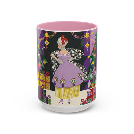 🎁✨ The Lavender Christmas Masquerade Colorful Mug – Art Deco Holiday Fantasy