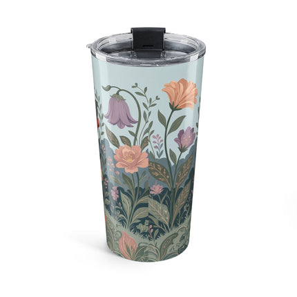 🌹🐈 The Lady And Puss In Boots Tumbler, 20oz – Art Deco Floral Whimsy