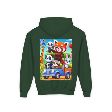 Safari Friends on the Move Youth Hooded Sweatshirt – Adventure, Friendship & Sunny Fun
