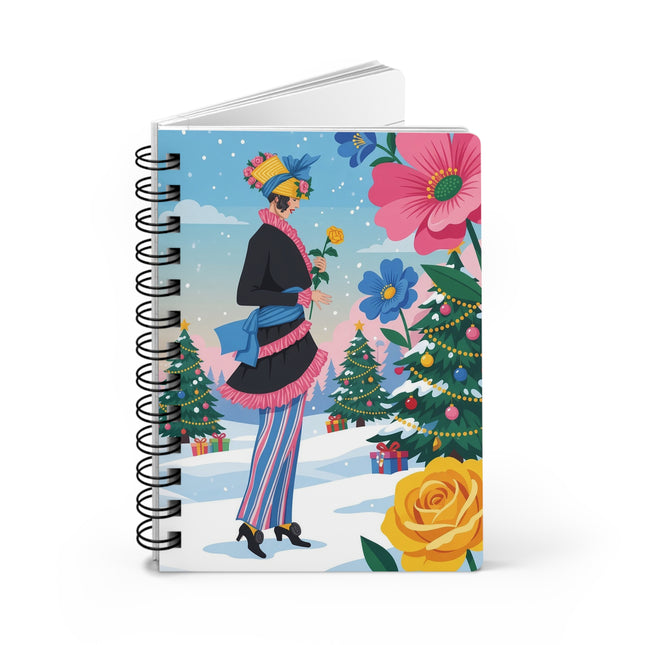 🌹🎄 The Golden Rose Christmas Stroll Spiral Notebook – Art Deco Holiday Fantasy