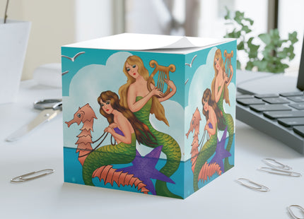 Three Mermaids with Strings of Pearls by Carlo Chiostri Note Cube