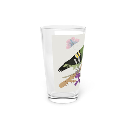 Woodpecker & Rose Pint Glass – Vibrant Spring & Bold Beauty