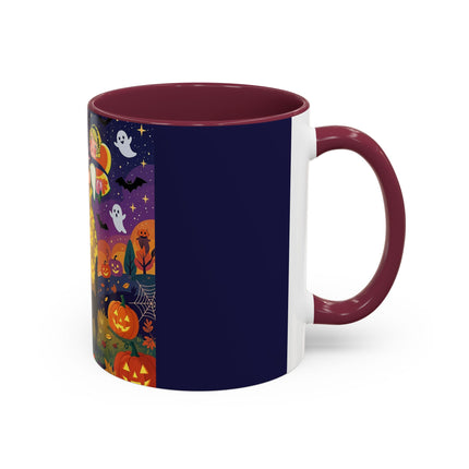 🎃🐈‍⬛ The Pumpkin Moon Embrace Colorful Mug – Whimsical Halloween Charm