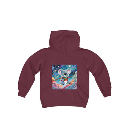 Cute Koala Youth Hooded Sweatshirt – Dreamy Skies & Whimsical Wonder