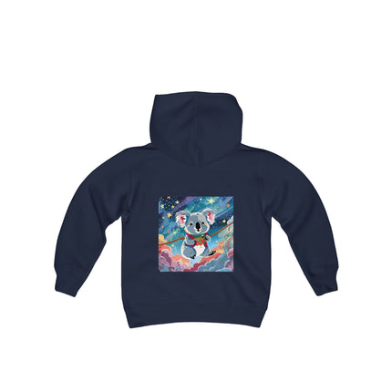Cute Koala Youth Hooded Sweatshirt – Dreamy Skies & Whimsical Wonder