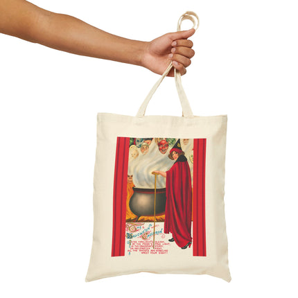 The Hallowe'en Cauldron In the Firelight's Gleam Cotton Canvas Tote Bag