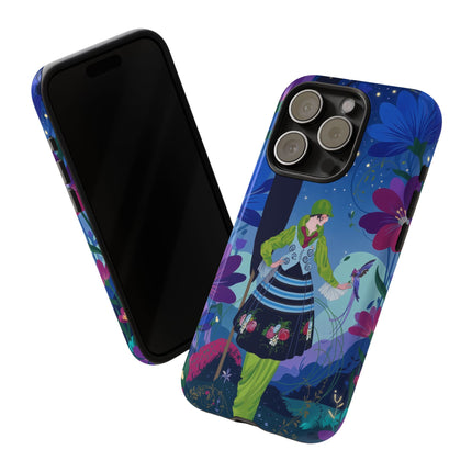 🌸🐦 The Lady Of The Midnight Bird Garden Phone Case – Art Deco Floral Fantasy