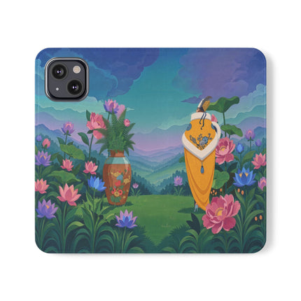 🌸🏔️ The Lady Of The Lotus Valley Flip Case – Art Deco Botanical Reverie