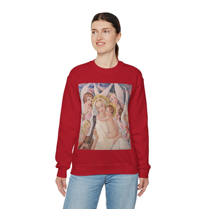 Madonna with Child Surrounded by Musical Angels by Gerda Wegener Heavy Blend™ Crewneck Sweatshirt