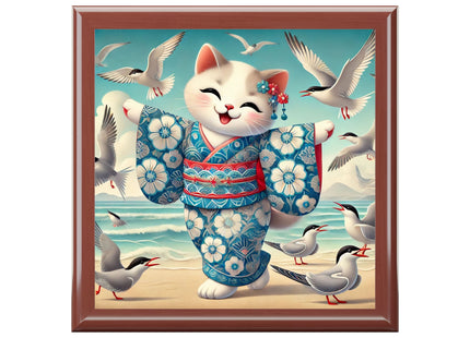 Geisha Kitten by the Seaside Jewelry Box