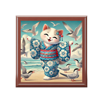 Geisha Kitten by the Seaside Jewelry Box