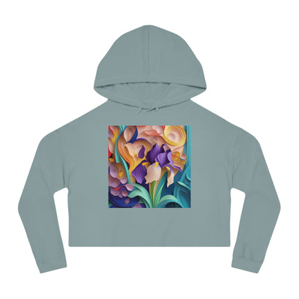 The Elegant Iris Flower Women’s Cropped Hooded Sweatshirt