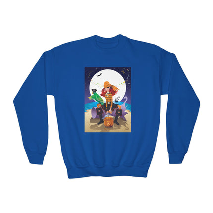 Moonlit Pirate Halloween Youth Crewneck Sweatshirt
