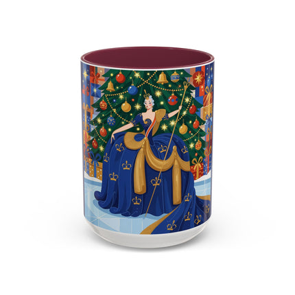 👑🎄 The Christmas Queen Of Golden Bells Colorful Mug – Art Deco Holiday Elegance