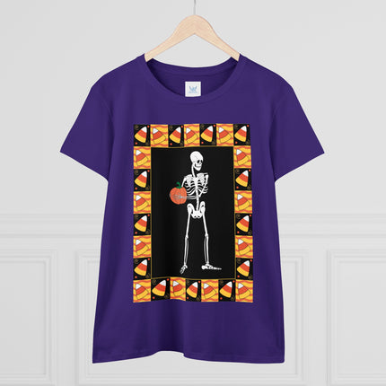 Candy Corn Skeleton Women's Midweight Cotton Tee