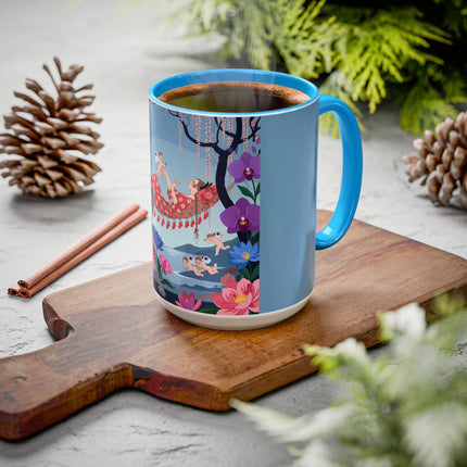 The Ladies Of The Enchanted Hammock Colorful Mugs – Art Deco Whimsical Garden Elegance