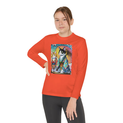 Kimono Kitties Youth Long Sleeve Competitor Tee – Anime Charm & Whimsical Elegance
