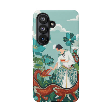 🐉🌿 The Dragon Keeper Phone Case – Art Deco Floral Fantasy