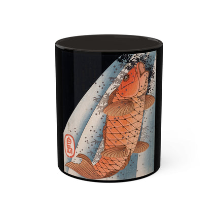 Carp Swimming up a Waterfall by Yashima Gakutei Colorful Mugs, 11oz