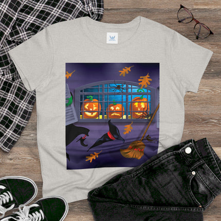 Whimsical Halloween Mischief Women's Midweight Cotton Tee