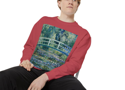Water Lilies and Japanese Bridge by Claude Monet Unisex Garment-Dyed Sweatshirt