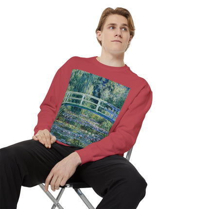Water Lilies and Japanese Bridge by Claude Monet Unisex Garment-Dyed Sweatshirt