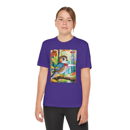 Baby Hawk Plays in Forest Youth Competitor Tee