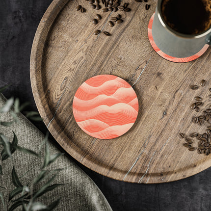 Hues of Orange and Beige Wave Pattern Coasters