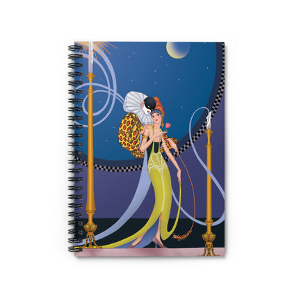 Smoke and Secrets: A Glamorous Encounter in Prohibition Era Spiral Notebook - Ruled Line