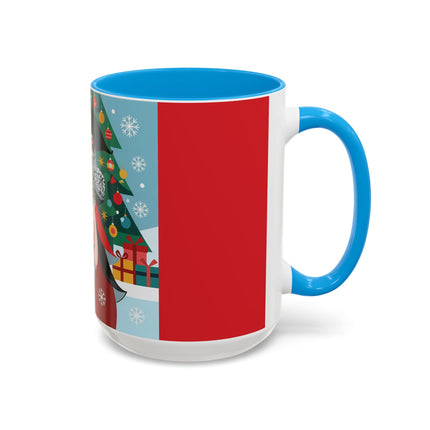 ❤️ The Lady Of The Crimson Scarf Colorful Mug – Art Deco Christmas Elegance