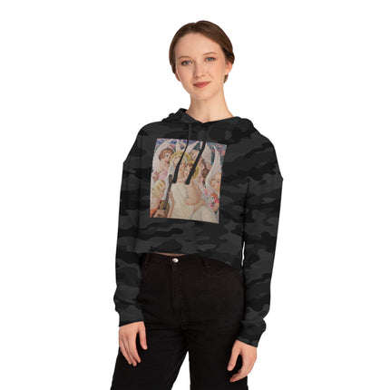 Madonna with Child surrounded by musical angels by Gerda Wegener Women’s Cropped Hooded Sweatshirt