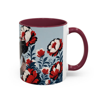 ❤️🌺 The Scarlet Blossom Dancer Colorful Mug – Art Deco Fashion Whimsy