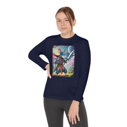 Cyber Samurai Rat Youth Long Sleeve Competitor Tee – Neon Warriors & Futuristic Adventure