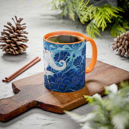 💙🌸 The Sapphire Wind Dancer Colorful Mug – Art Deco Floral Fantasy