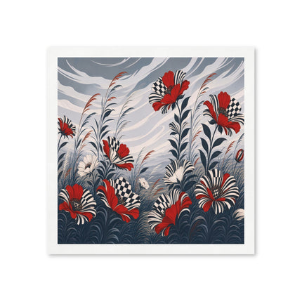 ❤️🖤 The Scarlet Harlequin Blossom Garden Napkins – Art Deco Botanical Whimsy