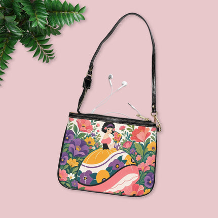 🌸💜 The Girl With The Flower Bouquet Small Shoulder Bag – Art Deco Floral Whimsy