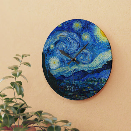 The Starry Night by Vincent Van Gogh Acrylic Wall Clock, Round and Square