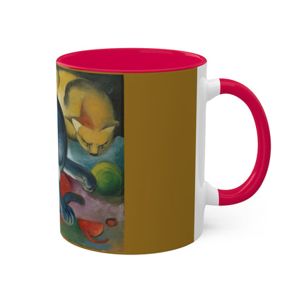 Two Cats, Blue and Yellow by Franz Marc Colorful Mugs, 11oz