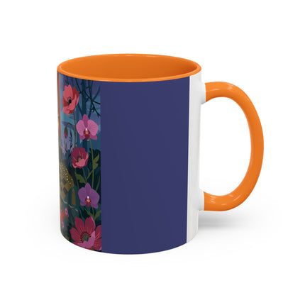 The Lady And The Midnight Birdcage Colorful Mugs – Art Deco Botanical Elegance