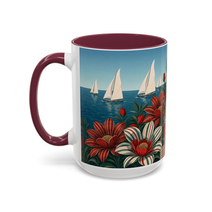 ⛵🌹 The Seaside Rose Traveler Colorful Mug – Art Deco Floral Elegance