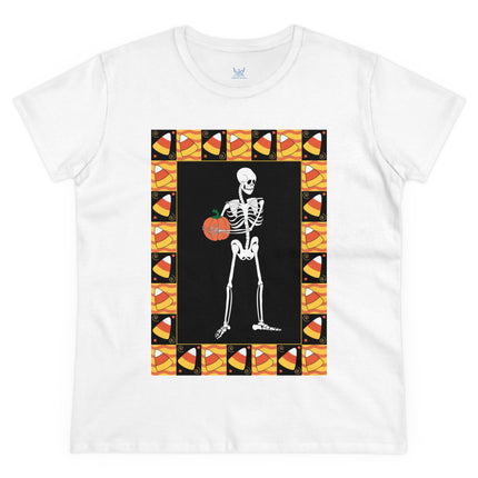 Candy Corn Skeleton Women's Midweight Cotton Tee