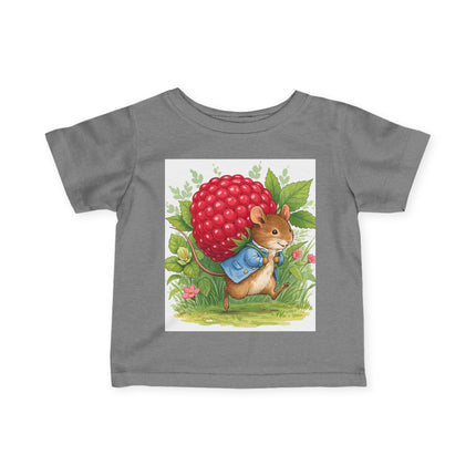 🐭🍓 The Little Raspberry Garden Mouse Infant Fine Jersey Tee – Whimsical Woodland Charm
