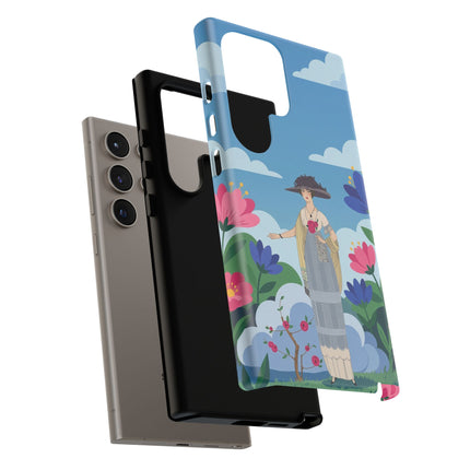 🌸🎩 The Lady Of The Grand Flower Garden Phone Case – Art Deco Fashion Illustration