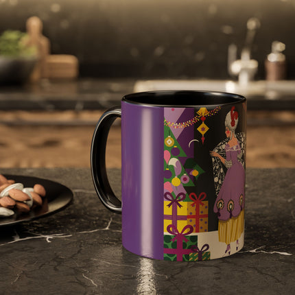 🎁✨ The Lavender Christmas Masquerade Colorful Mug – Art Deco Holiday Fantasy