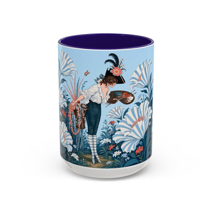 🎨💙 The Enchanted Garden Artist Colorful Mug – Art Deco Floral Whimsy